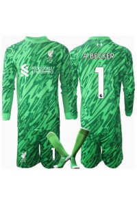 Liverpool Alisson Becker #1 Keeper Babyklær Borte Fotballdrakt til barn 2024-25 Lange ermer (+ Korte bukser)